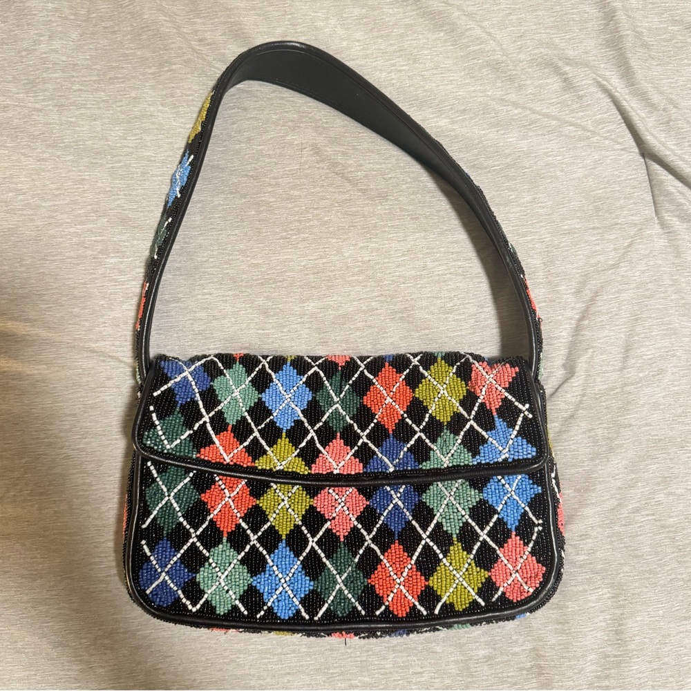 STAUD Limited Edition Beaded Argyle Tommy Bag - Picture 4 of 9